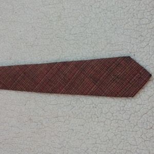 Vintage John Henry Woven Muted Red & Green Silk/Wool Blend Tie